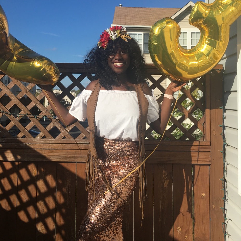Rose Gold sequins maxi skirt